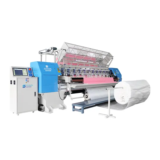 Máquina automática de acolchado multiagujas con puntada de bloqueo para colchones y prendas